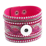 Fashion Multi-layer Wide Cuff Pu Leather 18mm Snap Bracelet - 26 Options