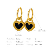 Stainless Steel Black and White Double-sided Heart Necklace/Earrings - 2 Colours
