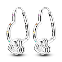 925 Sterling Silver Multi CZ Heart Earrings