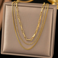 Stainless Steel Triple Necklace Set - 2 Options