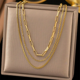 Stainless Steel Triple Necklace Set - 2 Options