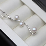 925 Sterling Silver Triple Pearl Pendant Necklace - 4 Options