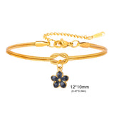 Stainless Steel Flower Knot Double Snake Chain Bracelet - 10 Options