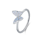 925 Sterling Silver Blue Opal Butterfly Ring