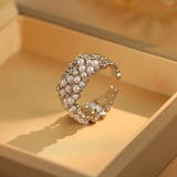 Fashion CZ Pearl Open Ring