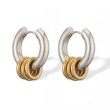 Stainless Steel Three Ring Huggy Hoop Earrings - 2 Options