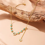 Stainless Steel Gold-plated Turquoise Tree of Life Necklace