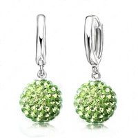 925 Sterling Silver Pave Disco Ball Hoop Lever back Earrings - 9 Colours