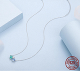 925 Sterling Silver Triple Stone Necklace