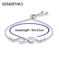 925 Sterling Silver Infinity Bolo Bracelet - 4 Options