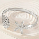 Stainless Steel Chunky Shell/Starfish Open Bracelet - 2 Colours