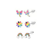 Stainless Steel Screw Back Colourful Earrings - 9 Options