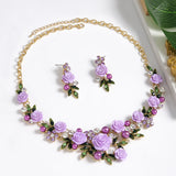 Fashion 2pc Floral Necklace and Earrings Set - 6 Colours