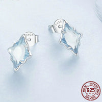 925 Sterling Silver Blue Starry Stud Earrings