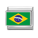 Stainless Steel World National Flag Italian Charm - 18 Options