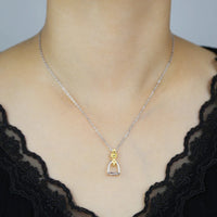 925 Sterling Silver Equestrian Two Tone Gold Plated Stirrup Pendant Necklace
