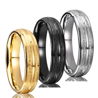 Unisex 6mm Brushed Stainless Steel Ring - 3 Colours