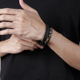 Stainless Steel Love You Forever Pleather Bracelet (Optional Box)