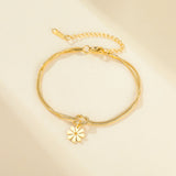 Stainless Steel Daisy Knot Double Layer Snake Chain Bracelet - 2 Options