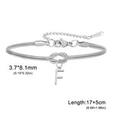 Stainless Steel Initial Love Knot Double Snake Chain Bracelet - 2 Colours - 26 Letters