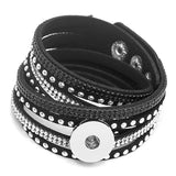 Fashion Multi-layer Wide Cuff Pu Leather 18mm Snap Bracelet - 26 Options