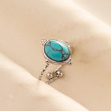 Stainless Steel Turquoise Colour Open Ring - 56 Options