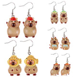 Fashion Capybara Resin Hanging Earrings - 10 Options