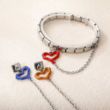 Stainless Steel Heart Chain Italian Charm - 8 Colours