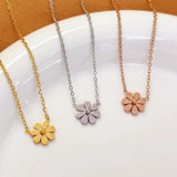 Stainless Steel Solid Daisy Necklace - 3 Colours