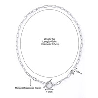 Stainless Steel Oval Link T Bar Necklace - 2 Colours