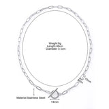 Stainless Steel Oval Link T Bar Necklace - 2 Colours