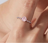 925 Sterling Silver Sakura Cut Pink Cubic Zirconia Ring