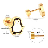 Stainless Steel Small Flat Back Animal Earrings - 20 Options