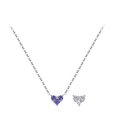 925 Sterling Silver Birthstone Heart Necklace - 12 Options