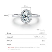 925 Sterling Silver Oval Geometric CZ Ring