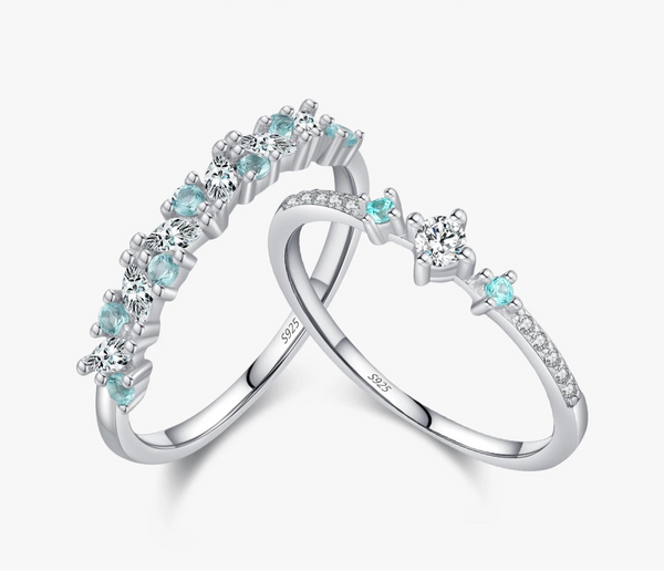 925 Sterling Silver Mint Green Stackable Eternity Ring - 2 Designs