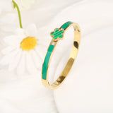 Stainless Steel Enamel Flower Gold Colour Bangle - 6 Colours