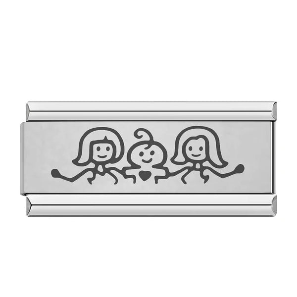 Stainless Steel Female Family Italian Charm
