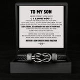 Stainless Steel To My Son Forever Linked Leather Bracelet Optional Box