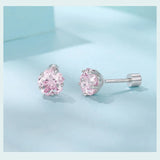 925 Sterling Silver Sakura Cut Screw-back Ear Stud Earrings - 2 Colours