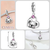 925 Sterling Silver Koala in a Heart Charm