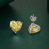925 Sterling Silver Heart Coloured CZ 10*10mm Stud Earrings - 12 Options