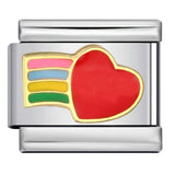 Stainless Steel Heart Rainbow Italian Charm