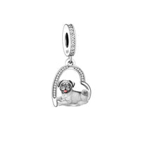 925 Silver Love You Forever Dog Hanging Charm - 33 Options