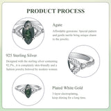 925 Sterling Silver Moss Agate Leaf Stackable Ring - 2 Options