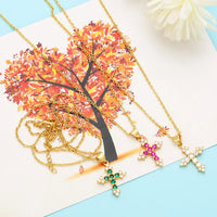 Fashion Gold Plated Crystal Cross Necklace - 6 Options