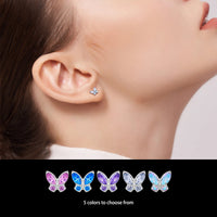 G23 Titanium Butterfly Stud Earrings - 5 Colours