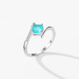 925 Sterling Silver Square Paraiba Tourmaline Ring
