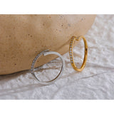 Stainless Steel Cubic Zirconia Open Ring - 2 Colours