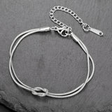 Stainless Steel Love Knot Double Snake Chain Bracelet - 2 Colours